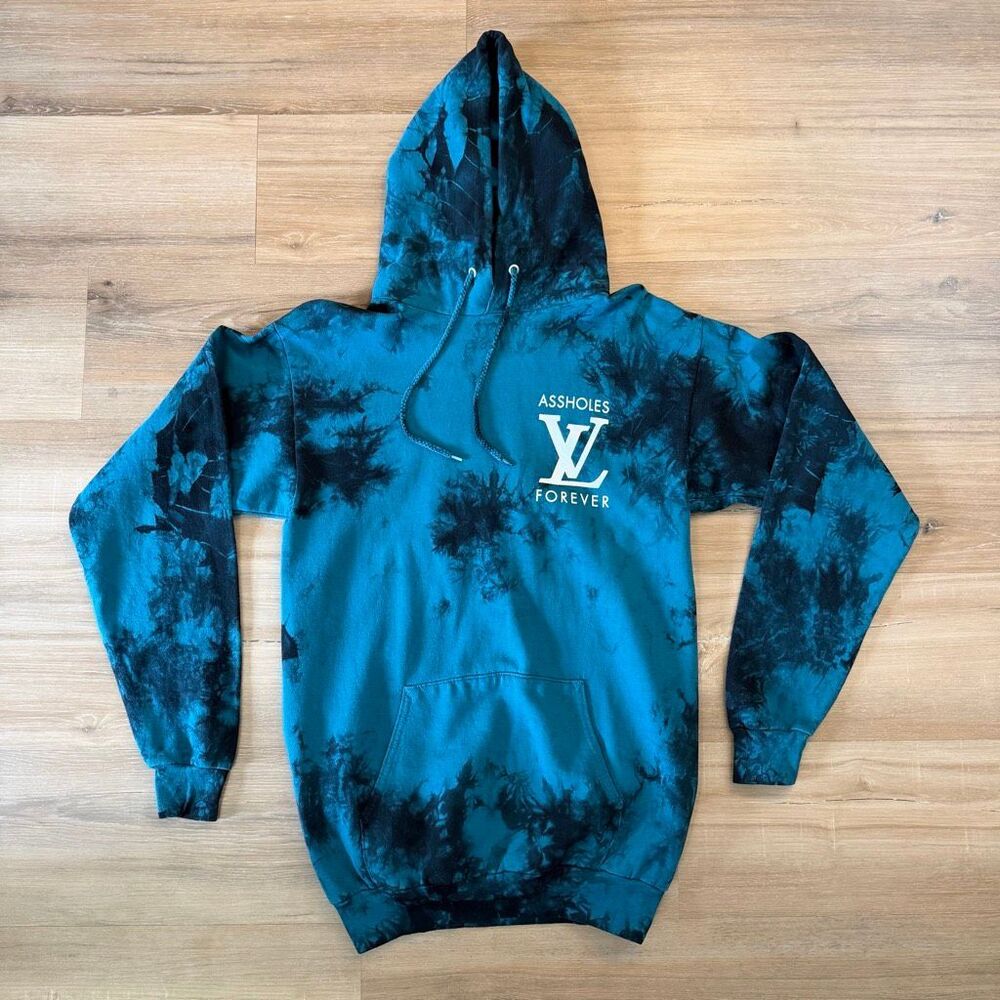 Aholes Live Forever ALF Green & Black L V Logo Hoodie Sz Small Streetwear Humor